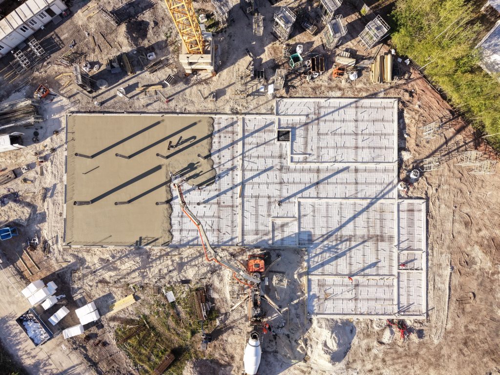 Avancement des travaux Coulage de la dalle de la future Mosquée